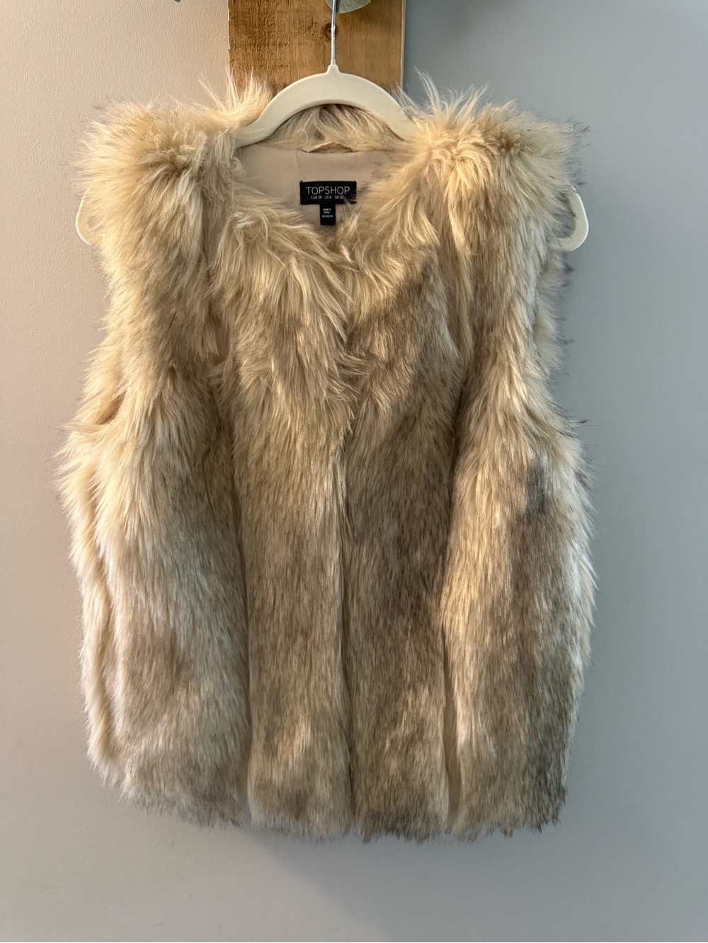 Topshop Plush Faux Fur Vest in Cream